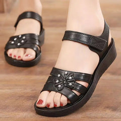 New Women's Summer Open Toe Hollow Flat Sole Sandal Soft Sole Non Slip