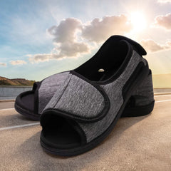 Hook and Loop Fastener Shoes Adjustable Edema House Shoes Breathable Wide Open Toe Sandals Non-Slip for Indoor Outdoor