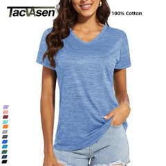 TACVASEN Summer Quick Dry V-Neck T-shirts Womens Short Sleeve Workout T-shirts Athletic Pullover Tops Lightweight Casual Sport T