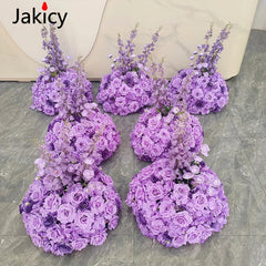 Red White Customized Artificial Rose Delphinium 50cm Flower Ball Wedding Decor Table Centerpieces Flower Decor Event Road Props