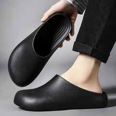 Home Outdoor Clogs for Men, All-Season Non-Slip Waterproof Half-Slippers, Chef Shoes for Work and Outdoor Wear