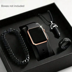 Men's LED Square Watch And Jewelry Set Birthday Gift Non-Smartwatch Box Not Included