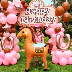 Giant Horse Standing Balloon Oversize Brown Horse for Western Cowboy Rodeo Themed Birthday Party Baby Shower Decoration Supplies