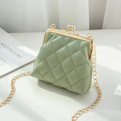 Fashion Single Shoulder Bag Diamond Lattice Embroidery Messenger Bag For Women Female Keys Coin Purse PU Mini Handbag