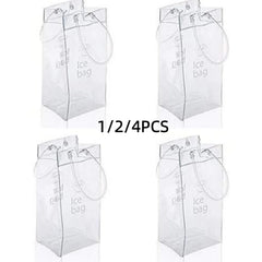 1/2/4PCS ICE Bags PVC Transparent Cooler Clear Pouch Ice Bucket Wine Champagne Bottle Chiller With Carry Handle Drink Bottle