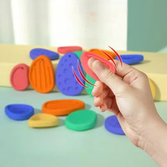6 colorful tactile stones with soft and elastic textured pressure massage handballs