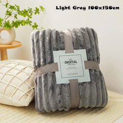 New Double Sided Warm Blanket Skin-Friendly Warm Conditioning Quilt Solid Color Breathable Striped Blankets