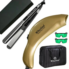 Professional Titanium 2-in-1 Hair Straightener Curler with 5 Heat Settings Fast Heating Negative Ion Salon Flat Iron