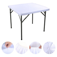 Square Elastic Edge Fitted Table Cover Outdoor Camping Picnic Tablecloth Wedding Banquet Cocktail Party Decor Table Cloth