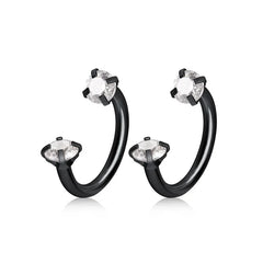 2pcs Stainless Steel Crystal CZ Tragus Piercing Helix Studs Earrings