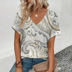 Women's Plus Size T-Shirt Summer V-Neck T Shirt For Women Daily Fashion Short Sleeve Casual T-Shirt 3d Print Female Clothes