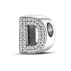 Fit Original Bangle Bracelet DIY A-Z Alphabet Charms Bead 925 Sterling Silver CZ Zircon LOVE Letter Dangle Pendant Jewelry Gift