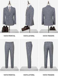 ST Cassy Elegant Men Suit for Wedding Slim Fit Double Breasted Multiple Buttons Casual Business Man 2 Piece Set Party Outfit