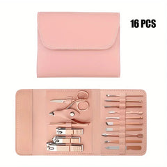 16pcs Professional Nail Clippers and Cuticle Nippers Set with Travel