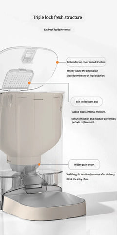 Automatic dog food dispenser with insect-proof seal and timed feeding; 4 meals/10-cup pet food dispenser