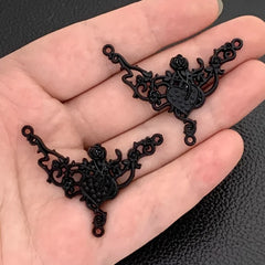 5pcs 45x30mm Pendant Gothic Jewelry Vintage Halloween Christmas Gift Red Heart Rose Pendant DIY Jewelry Making