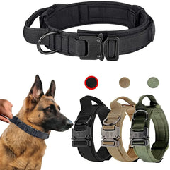 actical Dog Collar  Adjustable Military Training Nylon Dog Collar with  Heavy Metal Buckle for Medium and Large Dogs