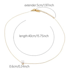 Stainless Steel Gold Plated Dainty Minimalist Zircon Charm Anti Tarnish Chain Round Clear Cz Stone Necklace for Women Jewelry