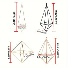 4 Air Plant Stands, Hanging Metal Geometric Stands, Plant Garden Stands, Suitable for Indoor Decoration, Holiday Displays