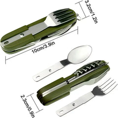 Camping Gear 5-in-1 Stainless Steel Travel Set, Multifunctional