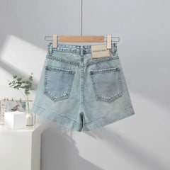 Light Blue High Waist Skinny Short Shorts Women's Summer New Style American Ultra Short Shorts Hot Pants Retro Denim Shorts