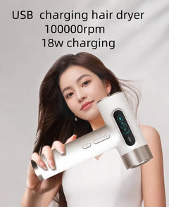 300W Wireless Hair Dryer High Speed Motor 100000RPM USB Rechargeable Foldable Blow Dryer For Student Dormitory Travel