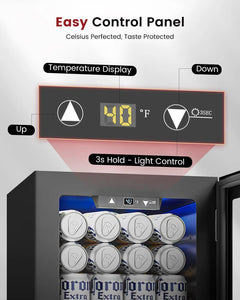 24 Cans Beverage Refrigerator Cooler - Mini Fridge with Digital Temperature Control, Soda Wine Beer Drink Fridge -, Custom