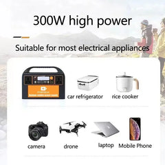 PURFIELD 220V 110V 300W Portable Power Station AC DC Outdoor 315WH Solar Generator 90000mAh/3.7V Battery Emergency Power Supply