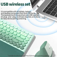 MOFii 1 Set Ergonomic Wireless Keyboard and Mouse Combo, Green Split Design Office Keyboard, 2.4G Wireless Connection, US QWERTY