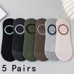 5pairs Men's Fashion Sports Socks, Striped Cotton Sweat Absorption Breathable Comfortable Ankle Socks