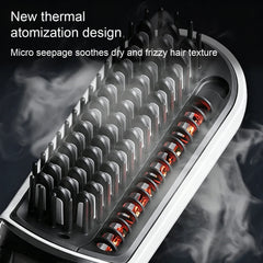 Steam Hair Straightener Brush 2-in-1 Hot Mist Red Light Therapy 4 Temp MCH Fast Heating Anti-Scald Hair Styling Tool for Home Tr