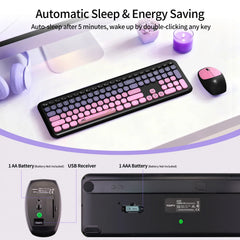 MOFii 1 Set 668 Wireless Keyboard and Mouse Combo, Gradient Keycaps Full Size Keyboard for Girls, 2.4G Plug and Play, US QWERTY