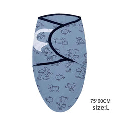 Baby Blanket Hat Set Cartoon Printed Cotton Newborn Swaddle Adjustable