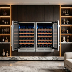 52 bottles wine cooler 5.12 Cu.ft compressor air cooling single temperature zone wine mini fridge With blue light ＆ door lock ＆ automatic defrosting