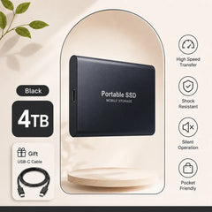 1TB 2TB Shockproof Portable External Hard Drive USB3.2 Type-C SSD Plug Play Hard Disk  For Laptop Mac