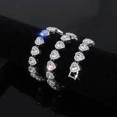 45CM New Hip Hop Tennis Chain Bracelet Necklace Shiny Heart Rhinestone