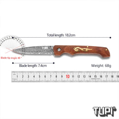 Damascus Steel Folding Knife, High-hardness Forged Knife, Pocket Folding Knife for Outdoor Camping Hiking,Portable Pocket Knife