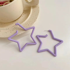 Simple Big Round Star Heart Hoop Earrings For Women Geometric Plastic Exaggerated Earring Hyperbole Trendy Ring Earrings Jewelry