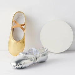Men's And Women's Ballet Gold Silver PU Material Lace-up Soft Soled Dancing Shoes