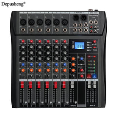 Audio Mixer 6/8/12 Channels Professional DJ Mixer LR Microphone/line