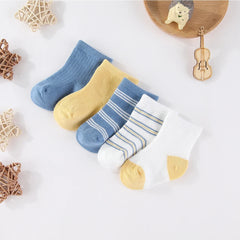 Kiddiezoom 5 Pairs/Set Four Seasons 0-12Months Fashion Newborn Baby Boy Girl Socks 100%Cotton Soft Infant Accessories
