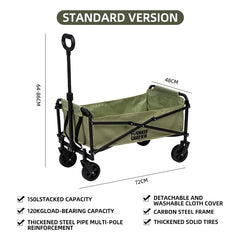Large Capacity Collapsible Folding Utility Beach Wagon Cart Heavy Duty Fold Wagon Outdoor Trolley Portable Camping Cart