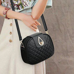 Daily Wear Rhombus Stitch Leather Shoulder Bag Detachable Strap, Elegant Small Bag for Women Casual Street Matching