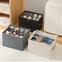 Shoe Organizer for Closet Foldable Shoe Storage Containers with Clear Cover Fits up to 16-32 Pairs with Adjustabele Dividers