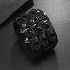 18 Color Punk Hip-Hop Three Rows of Square Rivets PU Leather Big Wide