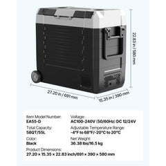 SucceBuy 35L 45L 55L Car Refrigerator Compressor Electric Cooler, -4°F to 68°F Truck Refrigerator with APP Control Wheels & Dual