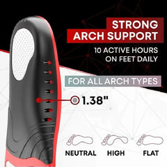 1Pair Premium 220+lbs Heavy Duty Arch Support Insoles Orthopedic Sport Insoles for Feet PU Gel Shock Absorption Sole Pads