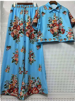 Summer New Fashion Women's Print Suit Lapel Short Sleeve Short Waist