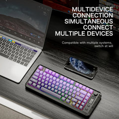 FREEWOLF M75 Wireless Keyboard, Bluetooth Dual-mode, PBT Gradient Ball Cap, With Display Screen, Gaming Keyboard