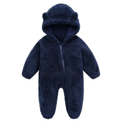 Pudcoco Infant Baby Jumpsuit Long Sleeve Hooded Zipper Closure Winter Romper Clothes for Boys Girls 0-12M